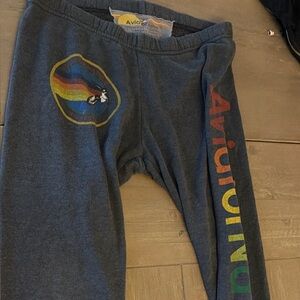 Aviator Nation Charcoal Sweatpants with Rainbow Accents